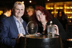 Pictured at the Irish Whiskey Awards 2015 which took place in the Teeling Distillery, Newmarket, Dublin 8 on Thursday 15th October were Waterford based Timmy Ryan and Nichola Beresford of Blackwater Irish Spirits Limited, who were awarded Irish Gin of the Year for Thin Gin. The company also produce the award winning Muldoon Irish Whiskey Liquer. For further information contact O'Leary PR 01-6789888